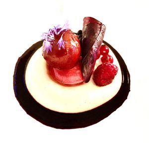 Fried Almond Ricotta Ball with Cherries and Berries  at FREA in Berlin