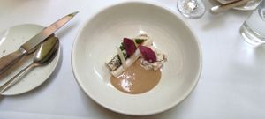 White asparagus
Hazelnut hollandaise, tarragon, horseradish, poppy seeds at FREA in Berlin