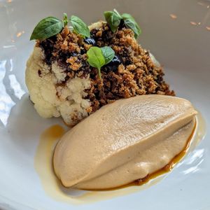 Cauliflower with chick pea miso and almond cream at FREA in Berlin