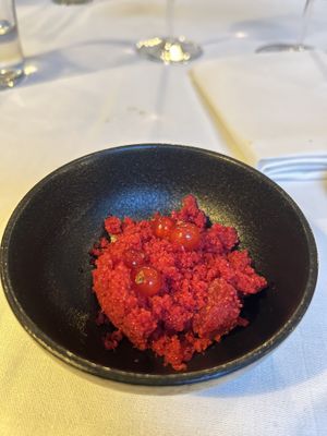 Raspberry ice-cream with red currant  at FREA in Berlin