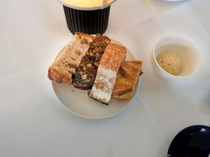 First course of bread and spread at Frea at FREA in Berlin