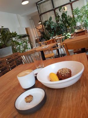 Heavenly carrot cake with mandarin sorbet at FREA in Berlin