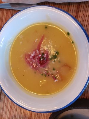 Awesome sweet potatoe soup with complex flavor at FREA in Berlin