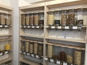 Bulk bins with a variety of products at Priska's Unverpacktladen in Mannheim
