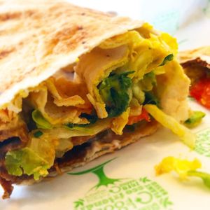 New York Deli wrap with mheat pastrami  at No1 Peebles Road in Innerleithen