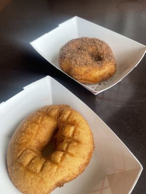 One plain and one cinnamon donut (dreamy)   at Evolve Modern Vegan Kitchen in Daytona Beach