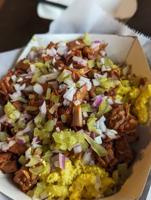 BBQ Pork Mac n Cheese at Evolve Modern Vegan Kitchen in Daytona Beach