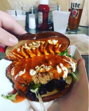 Vegan buffalo chick’un sandwich!  at Evolve Modern Vegan Kitchen in Daytona Beach