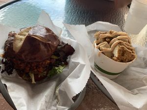 Sloppy joe and chicken Mac  at Evolve Modern Vegan Kitchen in Daytona Beach