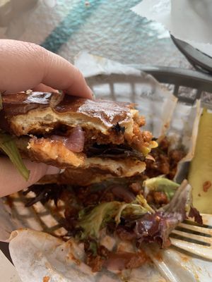 The aftermath of the sloppy joe. Seriously the best.  at Evolve Modern Vegan Kitchen in Daytona Beach