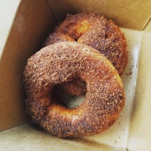 Vegan cinnamon donuts were a hit with my non vegan family! at Evolve Modern Vegan Kitchen in Daytona Beach