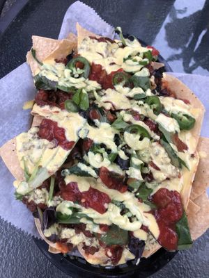 Nachos ! (They were out of guac so added chili for us instead)  at Evolve Modern Vegan Kitchen in Daytona Beach