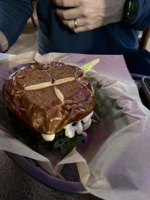 Evolve Burger, great taste no side included  at Evolve Modern Vegan Kitchen in Daytona Beach