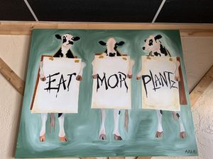 Cute play on chick-fil-a ads   at Evolve Modern Vegan Kitchen in Daytona Beach