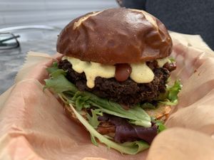 Chilli cheeze burger  at Evolve Modern Vegan Kitchen in Daytona Beach