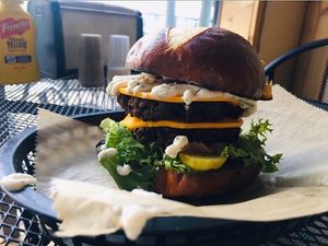 Burger at Evolve Modern Vegan Kitchen in Daytona Beach