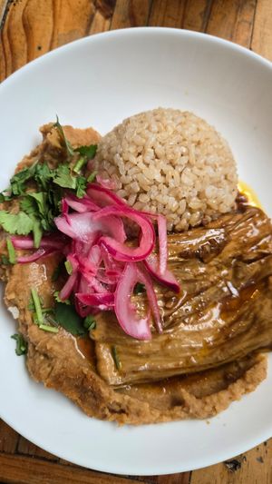 Yuba com tutu de feijão e arroz at Urbã Cozinha Vegana in Sao Paulo