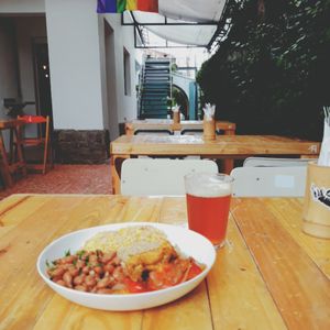 Luch with beer at Urbã Cozinha Vegana in Sao Paulo