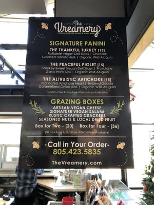 Menu  at The Vreamery in Paso Robles