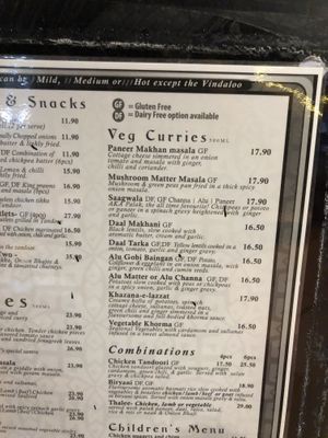 Lots of vegan options!  at Goa Indian Fusion in Gold Coast