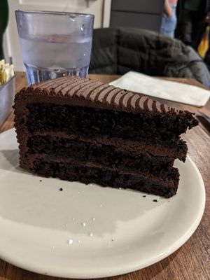 Vegan and gf chocolate fudge cake at Martha's Country Bakery in Brooklyn