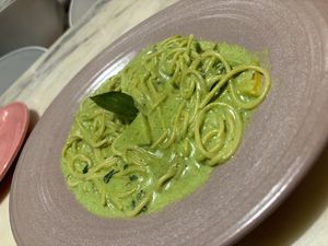 Walnut pesto spaghetti pasta   at Earth Cafe @ Waterfield in Mumbai