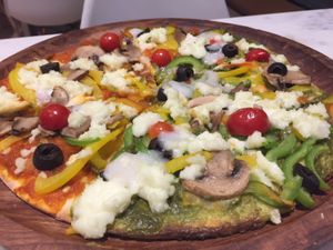 Vegan and Gluten Free Veggilicious Pizza is absolutely amazing  at Earth Cafe @ Waterfield in Mumbai