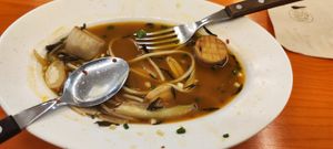 Lot of water in a plate. It's a soup now at Hanmin's 한민이의 in Busan