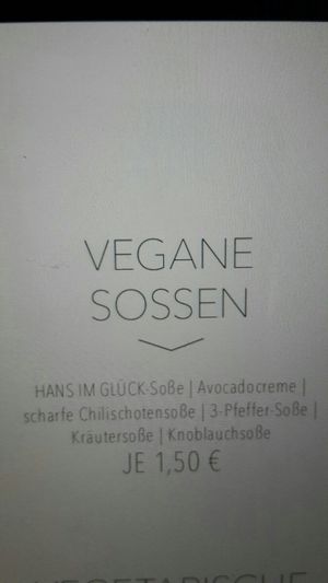 Vegan sauces...vegan ketchup, Mayo and 2 other sauces are on the table for "free" at Hans im Glück  in Hagen