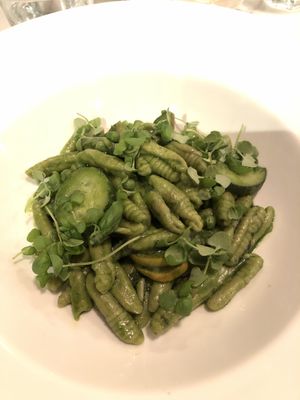 Pesto cavatelli - skip, no salt at Radis in Montreal