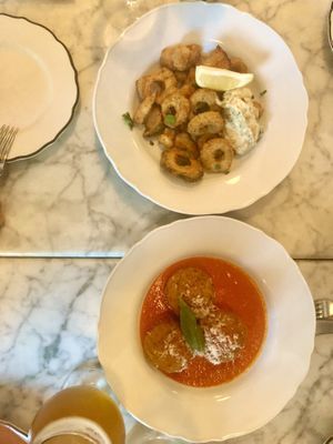 Frito misto + arancini at Radis in Montreal