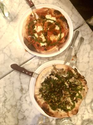 Pizza di eva + mushrooms pizza  at Radis in Montreal