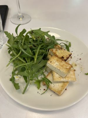 Appetizer: tofu with arugulaa  at ZìRán Shú - Clean & Wild Eats in Tainan