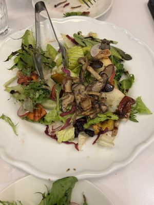 Wild mushroom salad (looked much nicer and was super yummy, but we were very hungry and this is the half eaten portion 😆)  at ZìRán Shú - Clean & Wild Eats in Tainan