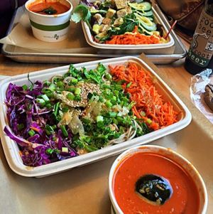 Soba Noodle Bowl, Root Veggie Bisque (All Vegan) at Roots Natural Foods in Leominster