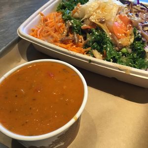 homemade soup + dragon bowl at Roots Natural Foods in Leominster