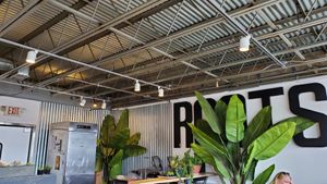 inside cafe at Roots Natural Foods in Leominster