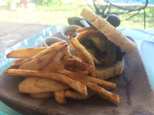 Sándwich “El chido” de vegetales y pan casero.  at Punto de Reunion in Merida