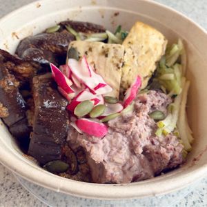Bbq aubergine and tofu salad  at The Fields Beneath in North West London