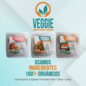 Frozen vegan burgers, pre-cooked, made with organic ingredients. VEGGIE
3 flavors:
▪Quinoa (gluten-free) 
▪ Oatmeal 
▪ Lentil 
6 units come per package.
Place your order 😊 at Mundo Vegano in Santa Cruz