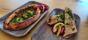 Plant Based Pide, Spicy Cauliflower Lahmacun.
 at Balkan Treat Box in Webster Groves