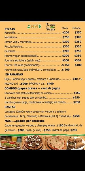 Menú at Fourmi Vegan in Buenos Aires