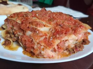 Lasagne at Fourmi Vegan in Buenos Aires