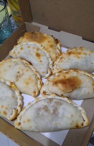 Empanadas de soja enormes at Fourmi Vegan in Buenos Aires