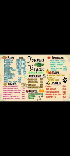 Menu actualizado para delivery a Agosto del 2020 at Fourmi Vegan in Buenos Aires