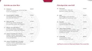 Speisekarte at Posthörnle in Schwabisch Hall
