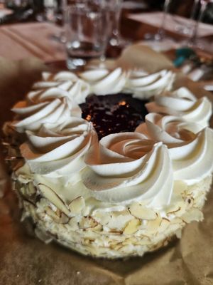 Vegan Raspberry Almond Cake with Buttercream frosting from Sugar Plum Bakery at Sacramento Natural Foods Co-op in Sacramento