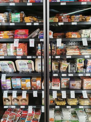 Vegan meat section at Sacramento Natural Foods Co-op in Sacramento