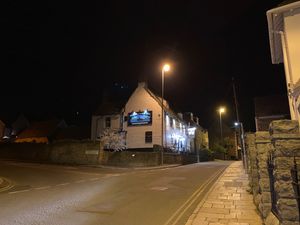 At night since they didn’t have a picture up at Black Swan Inn in Swanage