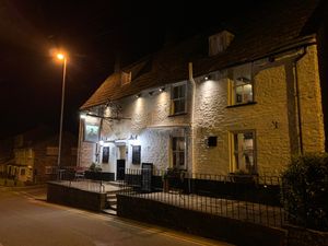 And another from outside at night - looks cosy at Black Swan Inn in Swanage